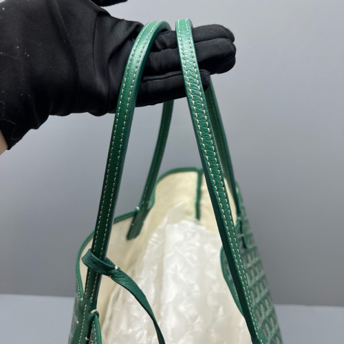 Goyard Anjou GM Goyardine Calfskin Green White Brown