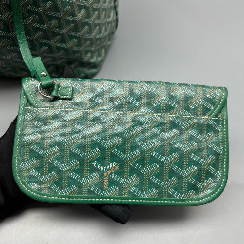Goyard Anjou GM Goyardine Calfskin Green White Brown