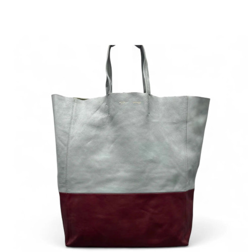 Celine Small Cabas Phantom Tote Calfskin Light Blue Burgundy