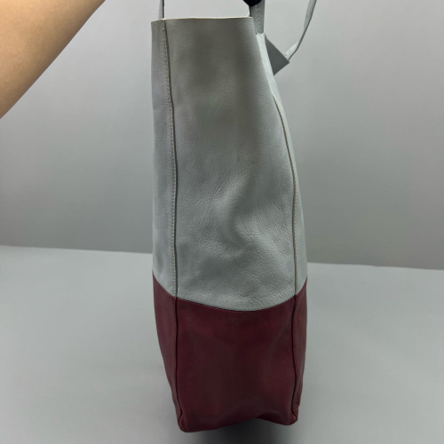 Celine Small Cabas Phantom Tote Calfskin Light Blue Burgundy