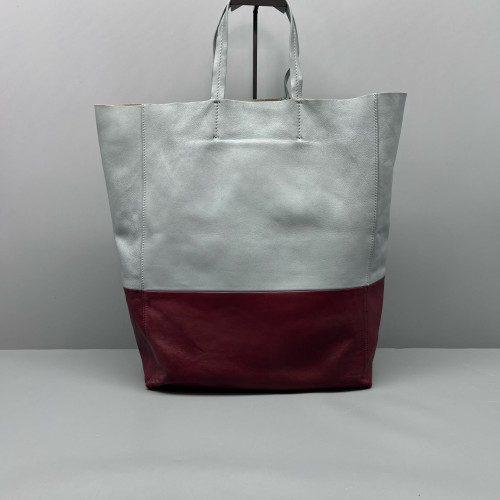 Celine Small Cabas Phantom Tote Calfskin Light Blue Burgundy