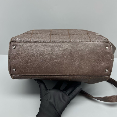 Chanel Chocolate Bar Tote Bag Calfskin Dark Brown