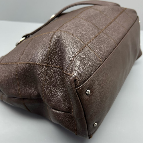 Chanel Chocolate Bar Tote Bag Calfskin Dark Brown