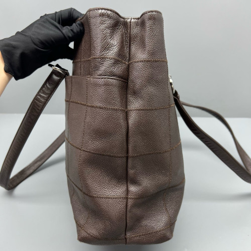 Chanel Chocolate Bar Tote Bag Calfskin Dark Brown