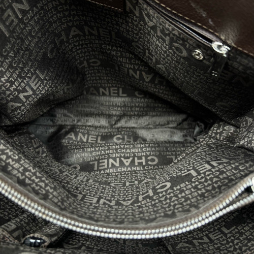 Chanel Chocolate Bar Tote Bag Calfskin Dark Brown