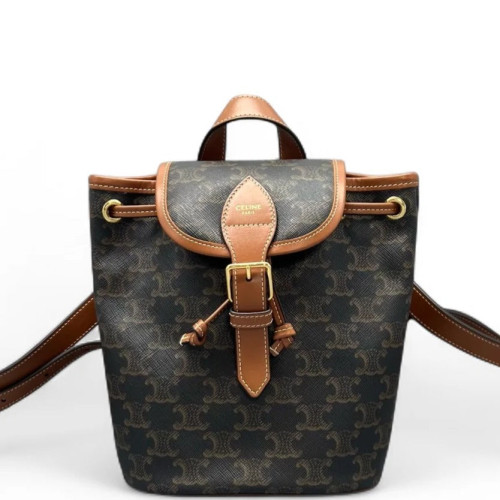 Celine Mini Folco Backpack Triomphe Brown Black