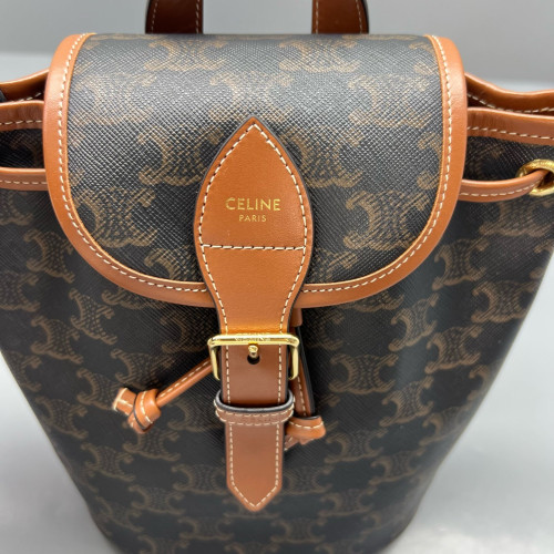 Celine Mini Folco Backpack Triomphe Brown Black