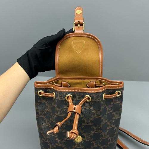 Celine Mini Folco Backpack Triomphe Brown Black
