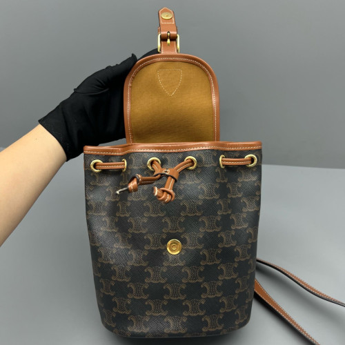 Celine Mini Folco Backpack Triomphe Brown Black