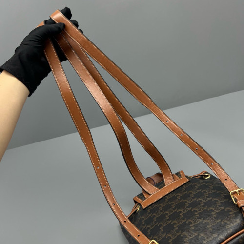 Celine Mini Folco Backpack Triomphe Brown Black