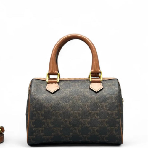 Celine Small Boston Bag Triomphe Brown Black