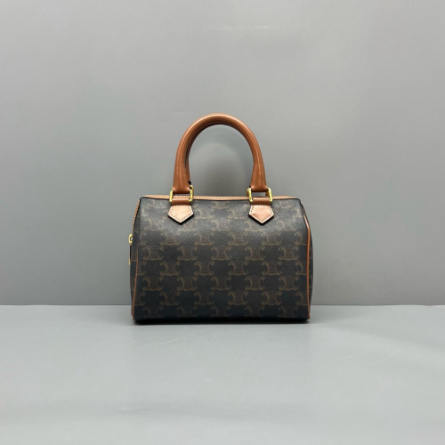 Celine Small Boston Bag Triomphe Brown Black