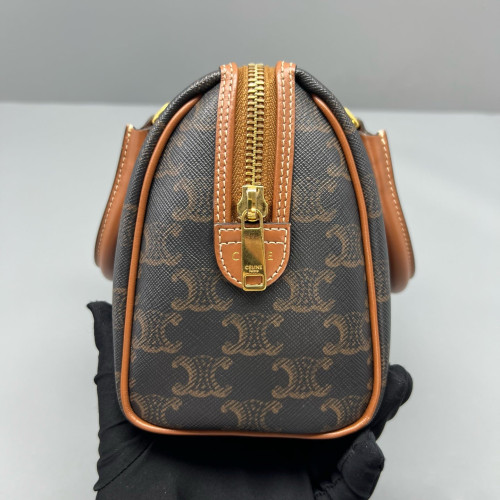 Celine Small Boston Bag Triomphe Brown Black