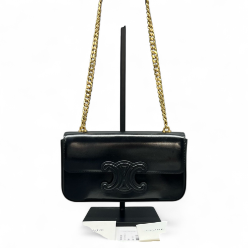 Celine Triomphe Small Triomphe Shoulder Bag Glazed Calfskin Black