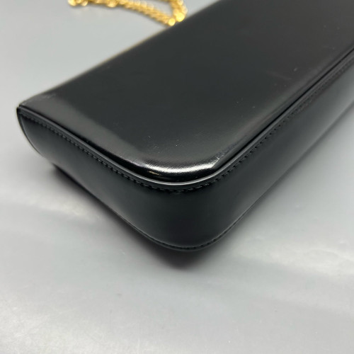 Celine Triomphe Small Triomphe Shoulder Bag Glazed Calfskin Black