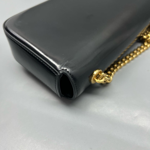 Celine Triomphe Small Triomphe Shoulder Bag Glazed Calfskin Black