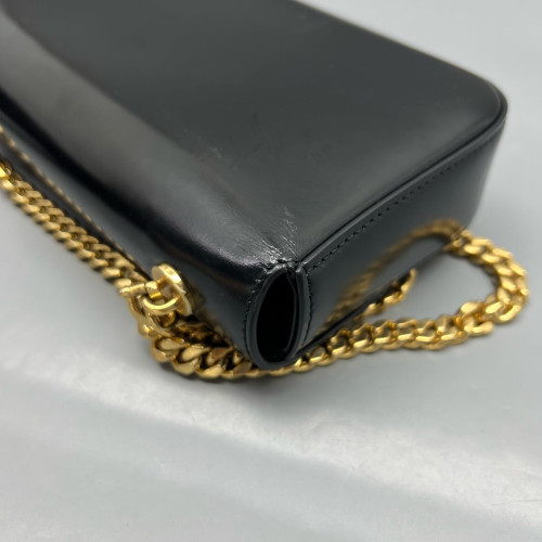 Celine Triomphe Small Triomphe Shoulder Bag Glazed Calfskin Black