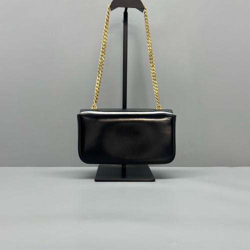 Celine Triomphe Small Triomphe Shoulder Bag Glazed Calfskin Black