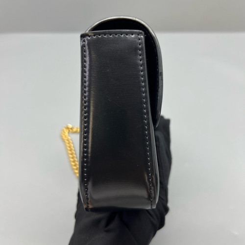 Celine Triomphe Small Triomphe Shoulder Bag Glazed Calfskin Black