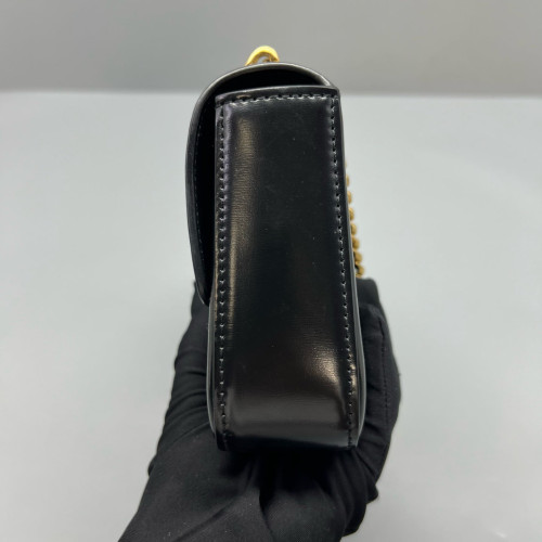 Celine Triomphe Small Triomphe Shoulder Bag Glazed Calfskin Black