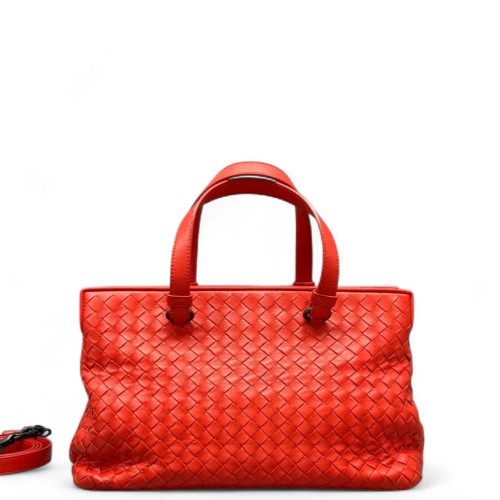 Bottega Veneta Tote Bag Lambskin Intrecciato Nappa Nappa Red
