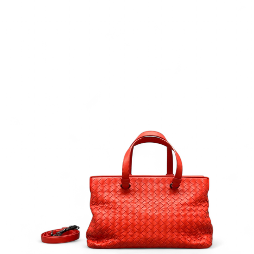 Bottega Veneta Tote Bag Lambskin Intrecciato Nappa Nappa Red
