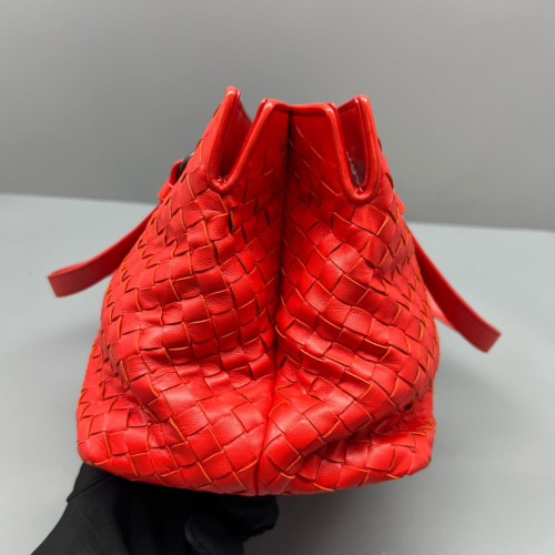 Bottega Veneta Tote Bag Lambskin Intrecciato Nappa Nappa Red