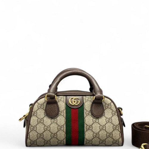Gucci Web Bowling Bag GG Supreme Monogram Beige Ebony