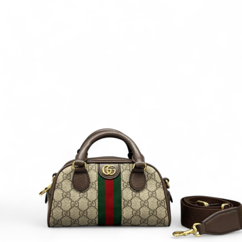 Gucci Web Bowling Bag GG Supreme Monogram Beige Ebony