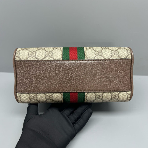 Gucci Web Bowling Bag GG Supreme Monogram Beige Ebony