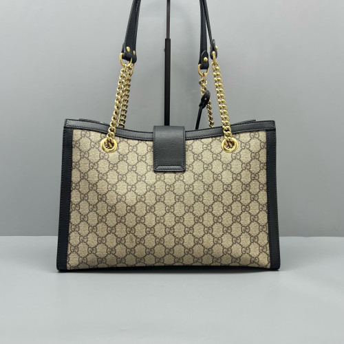 Gucci Medium Padlock Tote GG Supreme Monogram Black Brown