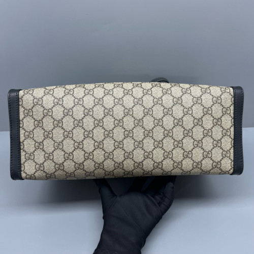 Gucci Medium Padlock Tote GG Supreme Monogram Black Brown