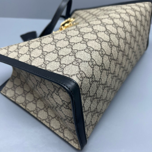 Gucci Medium Padlock Tote GG Supreme Monogram Black Brown