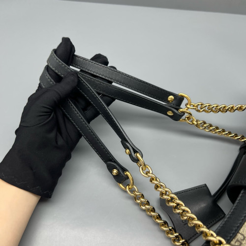 Gucci Medium Padlock Tote GG Supreme Monogram Black Brown