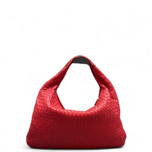 Bottega Veneta Large Veneta Hobo Lambskin Red