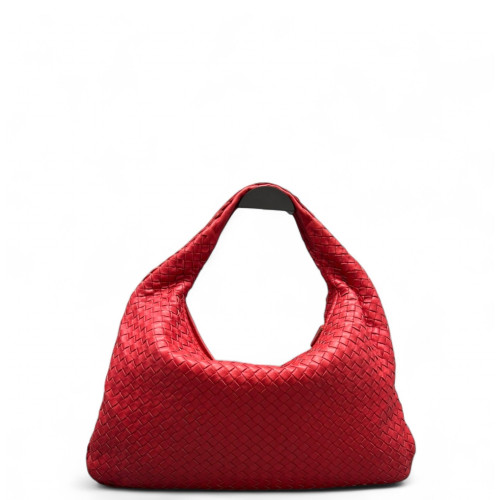 Bottega Veneta Large Veneta Hobo Lambskin Red