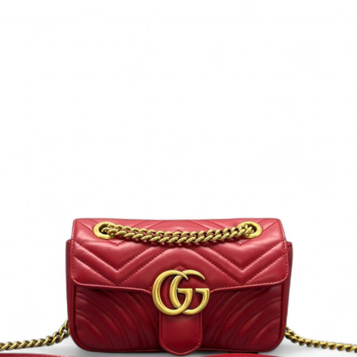 Gucci Chevron Mini GG Marmont Calfskin Red