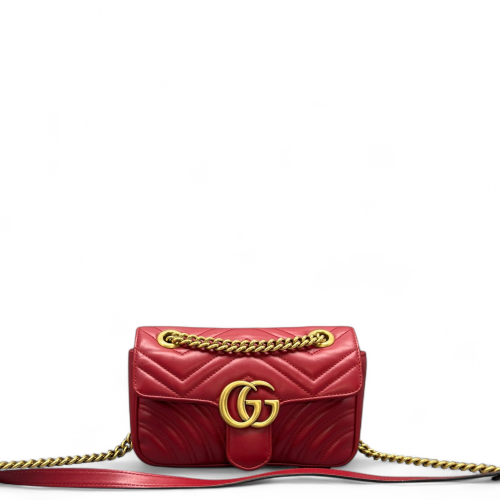 Gucci Chevron Mini GG Marmont Calfskin Red