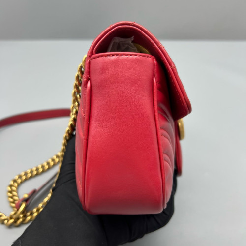 Gucci Chevron Mini GG Marmont Calfskin Red