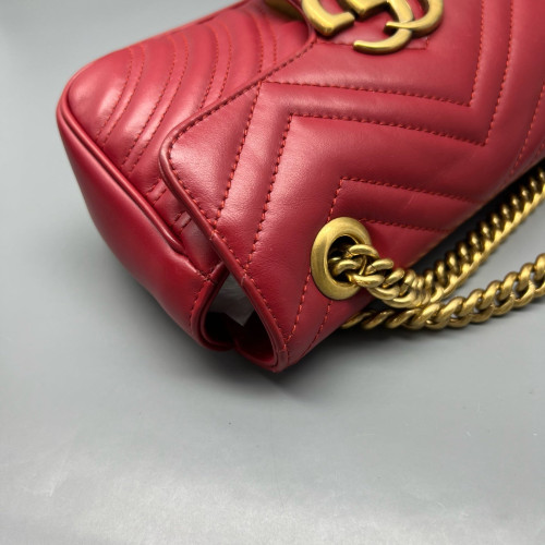 Gucci Chevron Mini GG Marmont Calfskin Red