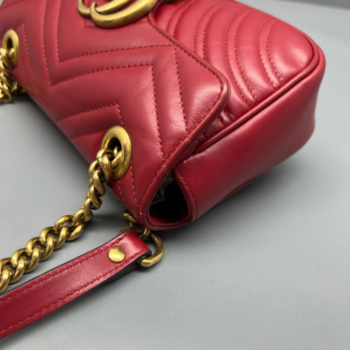 Gucci Chevron Mini GG Marmont Calfskin Red
