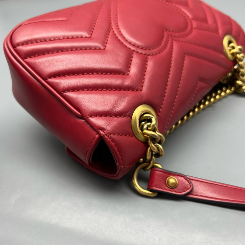 Gucci Chevron Mini GG Marmont Calfskin Red
