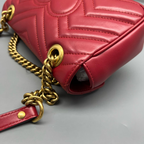 Gucci Chevron Mini GG Marmont Calfskin Red