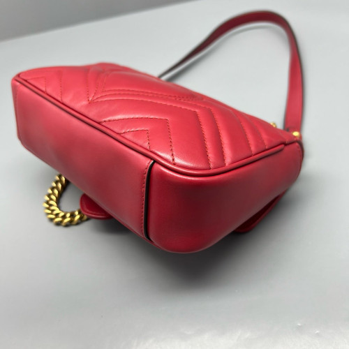 Gucci Chevron Mini GG Marmont Calfskin Red