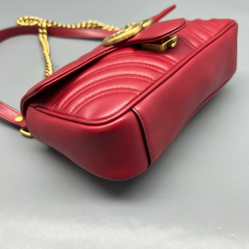 Gucci Chevron Mini GG Marmont Calfskin Red