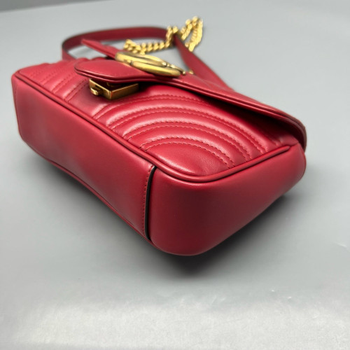 Gucci Chevron Mini GG Marmont Calfskin Red