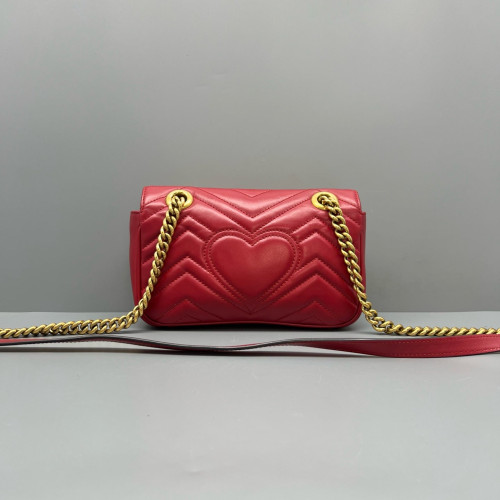 Gucci Chevron Mini GG Marmont Calfskin Red