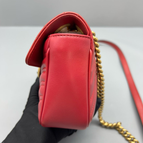 Gucci Chevron Mini GG Marmont Calfskin Red