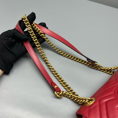 Gucci Chevron Mini GG Marmont Calfskin Red