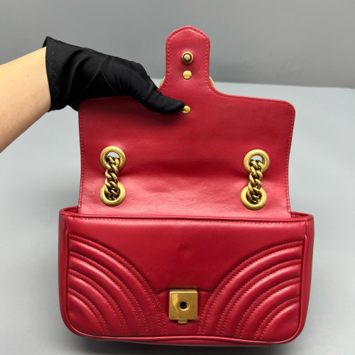 Gucci Chevron Mini GG Marmont Calfskin Red